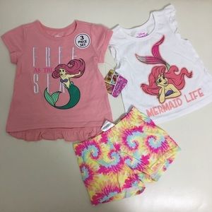 Disney Ariel Cute Shorts Set 3-Pieces